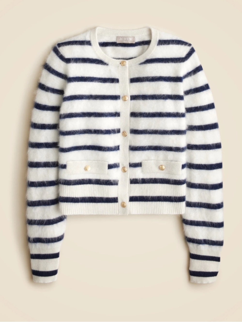 J.Crew Brushed Cashmere fitted cardigan in stripe